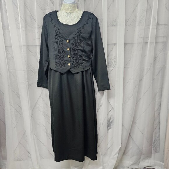 Vintage Basia Olive Green Layered Tie Back Maxi Goth Size 20W - Picture 1 of 13